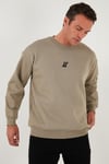 Regular Fit Bisiklet Yaka Pamuklu İçi Tüylü Yumuşak Şardonlu Erkek Sweat 5905405 Vizon Yeşili