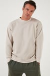 Regular Fit Bisiklet Yaka Pamuklu İçi Tüylü Yumuşak Şardonlu Erkek Sweat 5905255 KUM