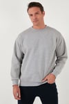 Regular Fit Bisiklet Yaka Pamuklu İçi Tüylü Yumuşak Şardonlu Erkek Sweat 5905255 GRİ MELANJ