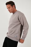 Regular Fit Bisiklet Yaka Pamuklu İçi Tüylü Yumuşak Şardonlu Erkek Sweat 5905255 Kül