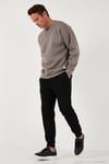 Regular Fit Bisiklet Yaka Pamuklu İçi Tüylü Yumuşak Şardonlu Erkek Sweat 5905255 TOPRAK