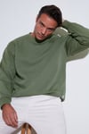 Regular Fit Bisiklet Yaka Pamuklu İçi Tüylü Yumuşak Şardonlu Erkek Sweat 5905255 HAKİ