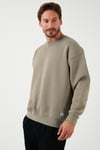 Regular Fit Bisiklet Yaka Pamuklu İçi Tüylü Yumuşak Şardonlu Erkek Sweat 5905255 Vizon Yeşili