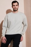 Regular Fit Bisiklet Yaka Pamuklu İçi Tüylü Yumuşak Şardonlu Erkek Sweat 5905255 KREM