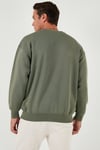 Regular Fit Bisiklet Yaka Pamuklu İçi Tüylü Yumuşak Şardonlu Erkek Sweat 5905255 HAKİ