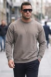 Regular Fit Bisiklet Yaka Pamuklu İçi Tüylü Yumuşak Şardonlu Erkek Sweat 5905255 TOPRAK