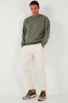 Regular Fit Bisiklet Yaka Pamuklu İçi Tüylü Yumuşak Şardonlu Erkek Sweat 5905255 HAKİ
