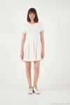 Regular Fit Bisiklet Yaka Pileli Mini Kadın Elbise 5866342 EKRU