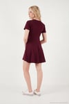 Regular Fit Bisiklet Yaka Pileli Mini Kadın Elbise 5866342 BORDO