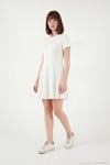 Regular Fit Bisiklet Yaka Pileli Mini Kadın Elbise 5866342 EKRU
