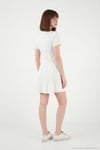 Regular Fit Bisiklet Yaka Pileli Mini Kadın Elbise 5866342 EKRU