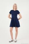 Regular Fit Bisiklet Yaka Pileli Mini Kadın Elbise 5866342 LACİVERT