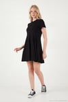 Regular Fit Bisiklet Yaka Pileli Mini Kadın Elbise 5866342 SİYAH