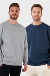 Regular Fit Bisiklet Yaka Şardonlu 2'li Paket Erkek Sweat 5905255S2 İndigo-Açık Gri
