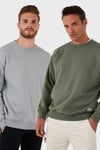 Regular Fit Bisiklet Yaka Şardonlu 2'li Paket Erkek Sweat 5905255S2 AÇIK GRİ-HAKİ