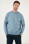 Regular Fit Bisiklet Yaka Şardonlu 2'li Paket Erkek Sweat 5905255S2 Mavi-Mavi