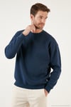 Regular Fit Bisiklet Yaka Şardonlu 2'li Paket Erkek Sweat 5905255S2 İndigo-Açık Gri