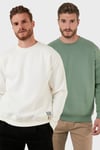 Regular Fit Bisiklet Yaka Şardonlu 2'li Paket Erkek Sweat 5905255S2 ELMA-EKRU