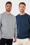 Regular Fit Bisiklet Yaka Şardonlu 2'li Paket Erkek Sweat 5905255S2 İndigo-Açık Gri