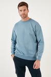 Regular Fit Bisiklet Yaka Şardonlu 2'li Paket Erkek Sweat 5905255S2 Mavi-Mavi