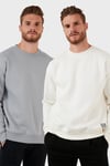 Regular Fit Bisiklet Yaka Şardonlu 2'li Paket Erkek Sweat 5905255S2 Açık Gri-Ekru