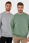 Regular Fit Bisiklet Yaka Şardonlu 2'li Paket Erkek Sweat 5905255S2 ELMA-AÇIK GRİ