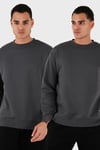 Regular Fit Bisiklet Yaka Şardonlu 2'li Paket Erkek Sweat 5905255S2 Antrasit-Antrasit