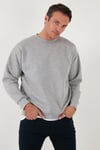 Regular Fit Bisiklet Yaka Şardonlu 2'li Paket Erkek Sweat 5905255S2 Gri Melanj-Gri Melanj