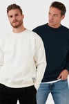 Regular Fit Bisiklet Yaka Şardonlu 2'li Paket Erkek Sweat 5905255S2 Ekru-Koyu Lacivert