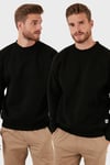 Regular Fit Bisiklet Yaka Şardonlu 2'li Paket Erkek Sweat 5905255S2 SİYAH-SİYAH