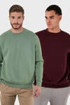 Regular Fit Bisiklet Yaka Şardonlu 2'li Paket Erkek Sweat 5905255S2 ELMA-VİŞNE