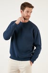 Regular Fit Bisiklet Yaka Şardonlu 2'li Paket Erkek Sweat 5905255S2 SİYAH-İNDİGO
