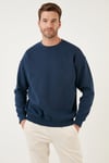 Regular Fit Bisiklet Yaka Şardonlu 2'li Paket Erkek Sweat 5905255S2 ELMA-İNDİGO