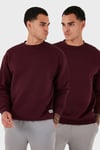 Regular Fit Bisiklet Yaka Şardonlu 2'li Paket Erkek Sweat 5905255S2 Vişne-Vişne