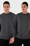 Regular Fit Bisiklet Yaka Şardonlu 2'li Paket Erkek Sweat 5905255S2 Antrasit-Antrasit