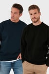 Regular Fit Bisiklet Yaka Şardonlu 2'li Paket Erkek Sweat 5905255S2 Koyu Lacivert-Siyah