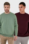 Regular Fit Bisiklet Yaka Şardonlu 2'li Paket Erkek Sweat 5905255S2 ELMA-VİŞNE