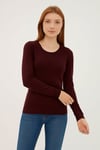 Regular Fit Bisiklet Yaka Triko Kadın Kazak 25K0779K1 BORDO