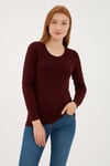 Regular Fit Bisiklet Yaka Triko Kadın Kazak 25K0779K1 BORDO