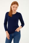 Regular Fit Bisiklet Yaka Triko Kadın Kazak 25K0779K1 LACİVERT