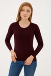 Regular Fit Bisiklet Yaka Triko Kadın Kazak 25K0779K1 BORDO