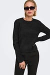 Regular Fit Bisiklet Yaka Tüylü Kadın Kazak 15374811 SİYAH