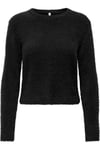 Regular Fit Bisiklet Yaka Tüylü Kadın Kazak 15374811 SİYAH