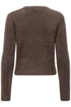 Regular Fit Bisiklet Yaka Tüylü Kadın Kazak 15374811 KOYU KAHVE
