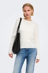 Regular Fit Bisiklet Yaka Tüylü Kadın Kazak 15374811 EKRU