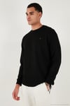 Regular Fit Bisiklet Yaka Uzun Kollu Erkek Sweat 5901066 SİYAH