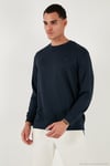 Regular Fit Bisiklet Yaka Uzun Kollu Erkek Sweat 5901066 LACİVERT