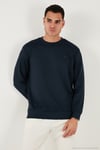 Regular Fit Bisiklet Yaka Uzun Kollu Erkek Sweat 5901066 LACİVERT