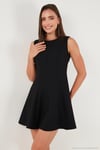 Regular Fit Bisiklet Yaka Volanlı Mini Boy Abiye Kadın Elbise 6525647 SİYAH