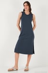 Regular Fit Bisiklet Yaka Yırtmaç Detaylı Basic Midi Kadın Elbise 5866160 FÜME